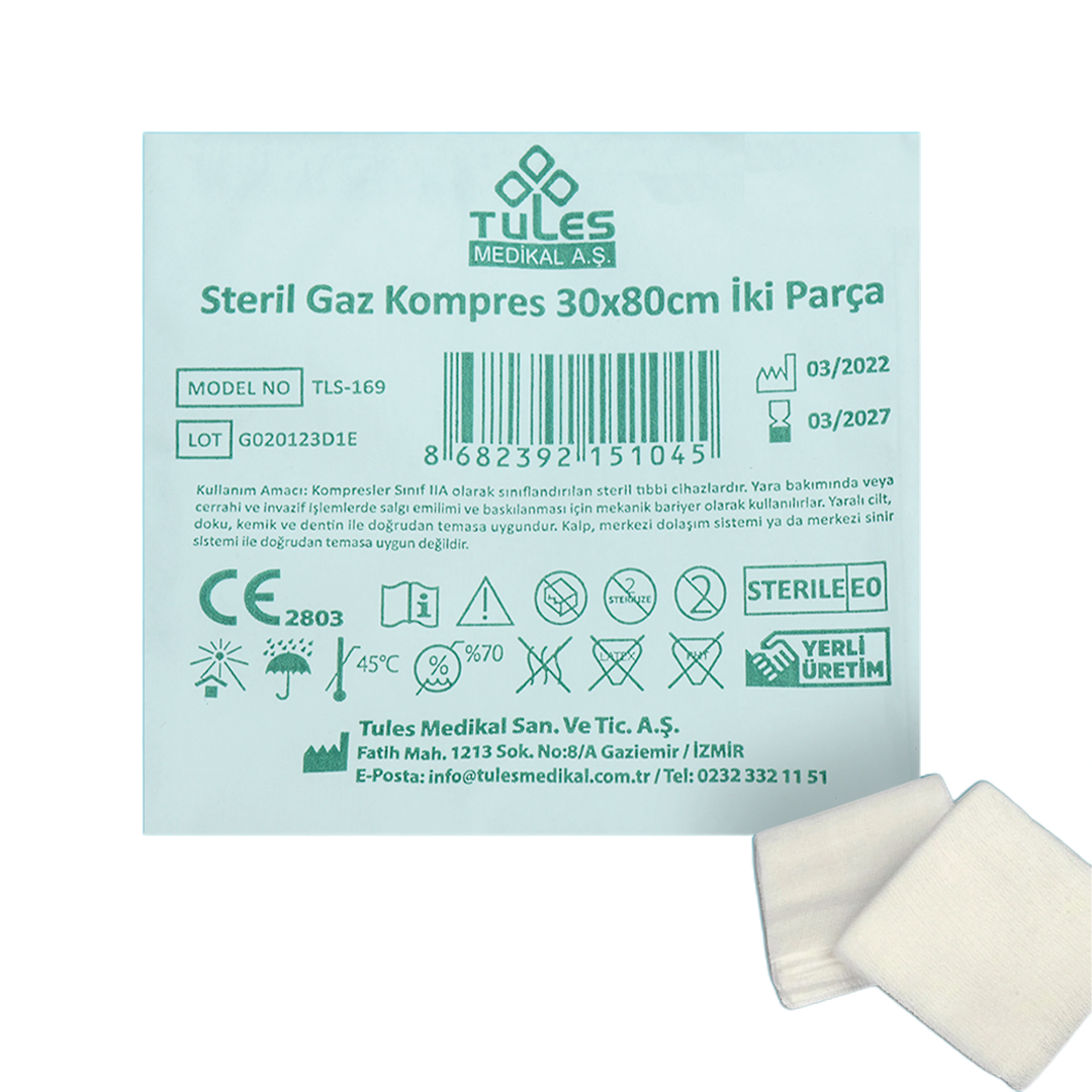 Steril Gaz Kompres 30x80cm İki Parça - Thumbnail 2